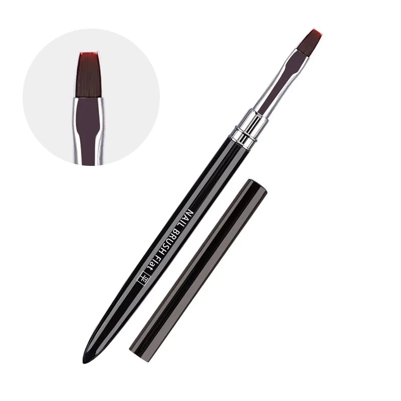 Nail Art Brush Metal Handle Phototherapy Acrylic UV Gel Brush Nails Extension Builder Painting Drawing Pen DIY Manicure Tools