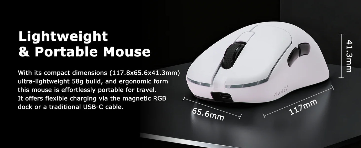Ajazz AJ179 Apex AJ179PRO 8kHZ Wireless  Gaming Mouse PAW3950 Sensor 30000DPIR GB Charging Dock Macro Defines The Wired Mouse