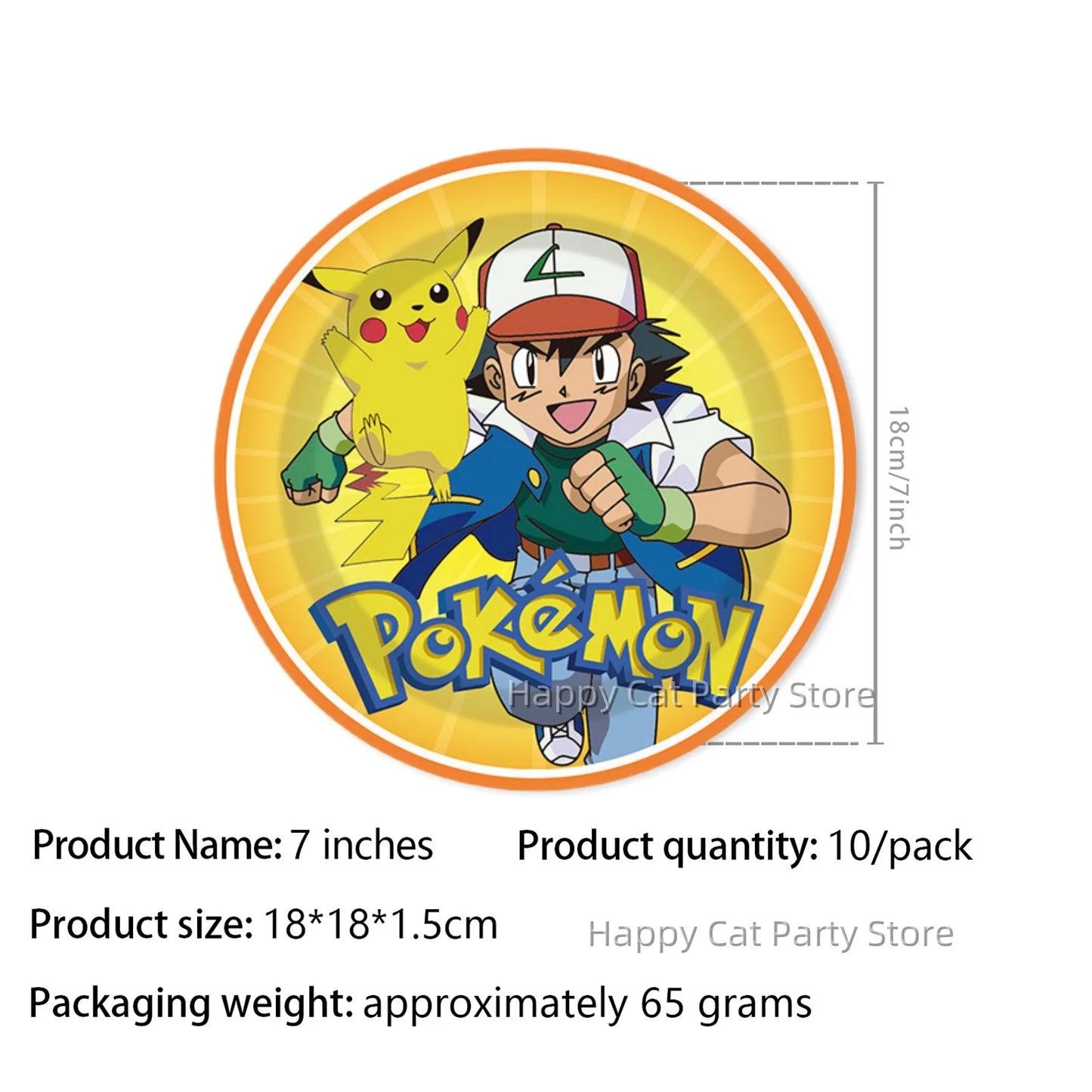 7/9 inch Pokemon Party Plate Birthday Decor Pikachu Poke Ball Disposable Paper Plate Baby Shower Kids Favor Gift Party Supplies