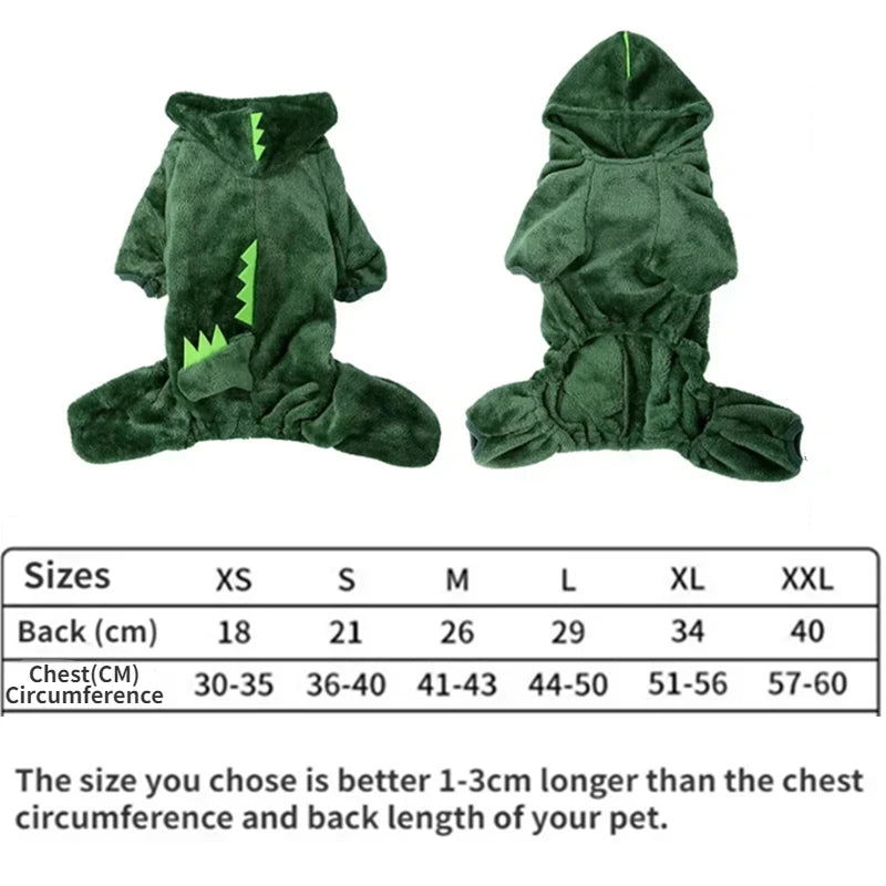 Blue Dinosaur Hooded Pet Coa