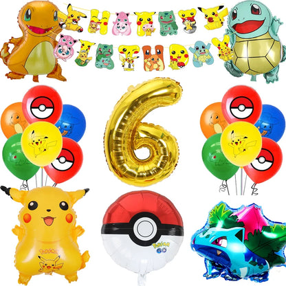 Pokemon Birthday Party Supplies Pikachu Party Decorations Foil Balloons Blowouts Tableware Plate Napkin Baby Shower Supplies Toy