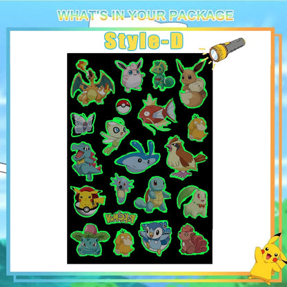 8pcs Luminous Pokemon Pikachu Cute Tattoo Stickers Arm Face Glowing Body Art Children Temporary Tattoo Kids Gift Party Supplies
