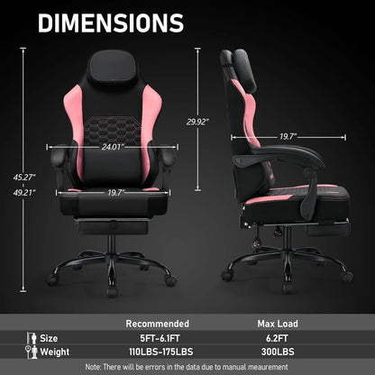Massage Gaming Chair with Footrest 🎮🪑