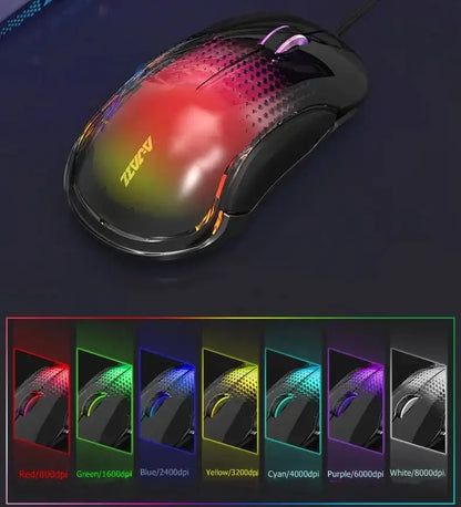 Ajazz AJ358 Wired Gaming Mouse Gift Ergonomic design universal mouse PMW3325 Engine Linear design Cool lighting system