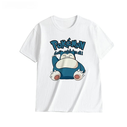 2025 Summer Poksammon Animation Brand 100% Cotton Bulbasaur Printed T-shirt for Men and Children Harajuku Casual Short Sleeve