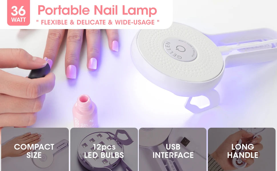 8 Colors Gel Nail Polish Kit with 36W UV Light Nail Dryer 504Pcs Coffin Fake Fails Tips and Glue Prep Top Base Coat Manicure Kit