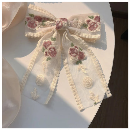 Embroidered Lace Hair Bow.