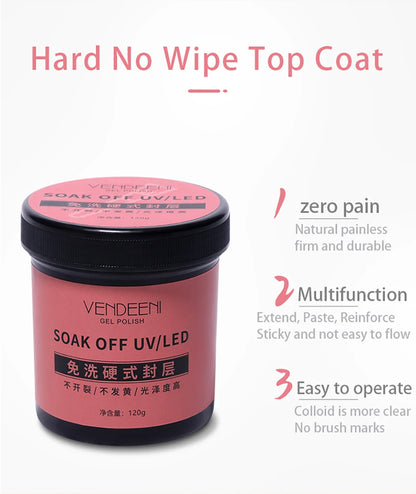 Vendeeni 120g High Capacity Nail Art Functional Gel No Wipe Top Coat Base Coat Painless Extension Gel Leveling Reinforcing Gel
