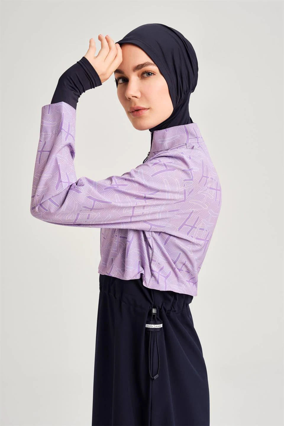 4PCS/Set Burkini Femme Musulmane Printing Sportswear Loose Fit Strechable UPF50-UV Protection Swimsuit With Zipper
