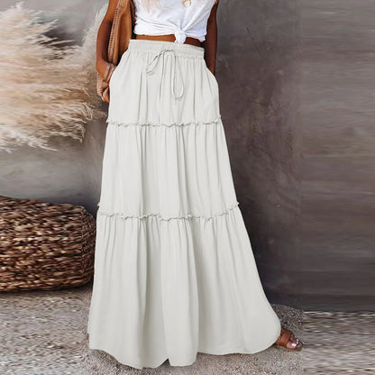 Women’s Boho Maxi Skirt: High-Waisted A-Line Tiered Long Skirt