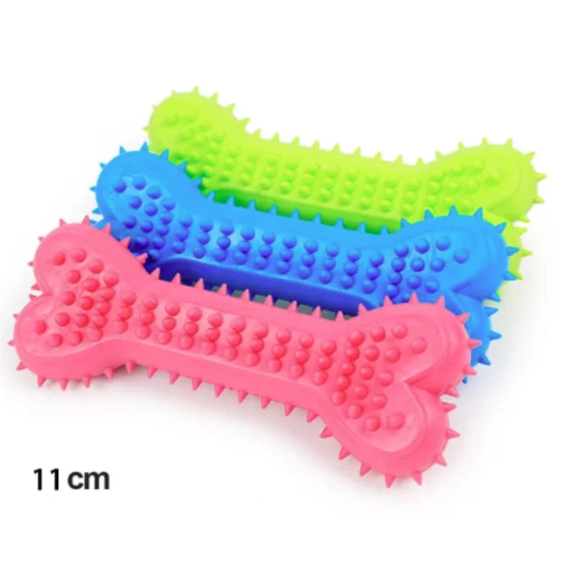Pet Chew Toy Soft Rubber Bite-resistance Bone Shape Teeth Grinding Chewing Toys for Small Dogs Training Pet Supplies