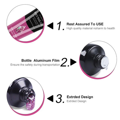 LIMEGIRL 15ml Nail Extension Gel Set with UV LED Light Nail Thickening Sequin Glitter Gel Set Vernis Semi-Permanent Manicure Kit