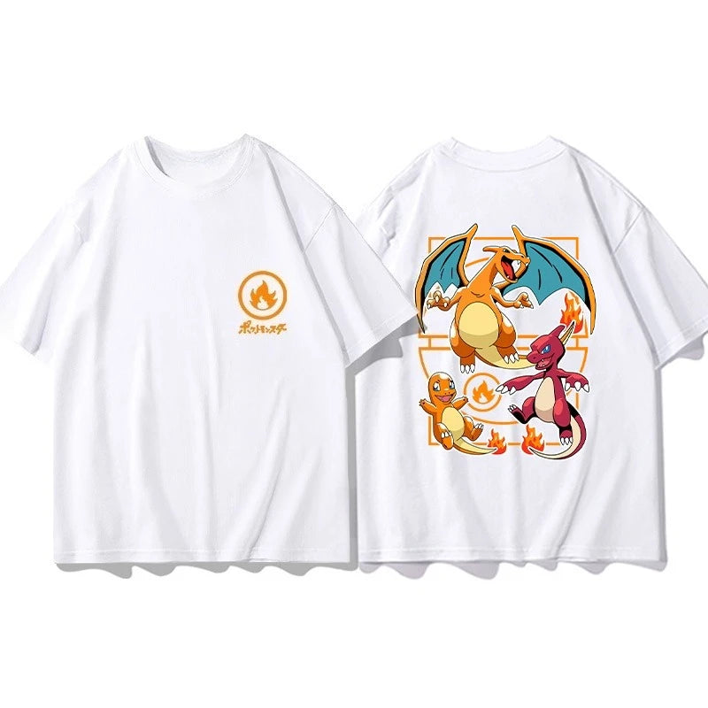 Pokémon Joint Peripheral Products Short Sleeve T-Shirt Gengar Psyduck Mewtwo Printed Men's Boys and Girls Summer New Fashion Top