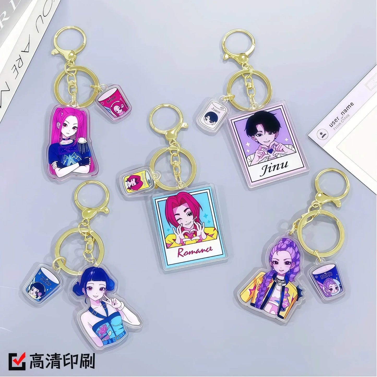 8pcs Girls Group Anime Fans Backpack for School & Outdoor, Double-Sided Spray Acrylic Keychain Lovely Gift for Frien