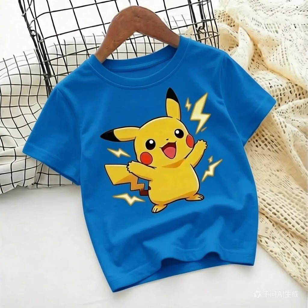 T-shirt with Pokémon Jigglypuff print for summer 2026, loose 100% cotton T-shirt for travel, games, and Y2k sports