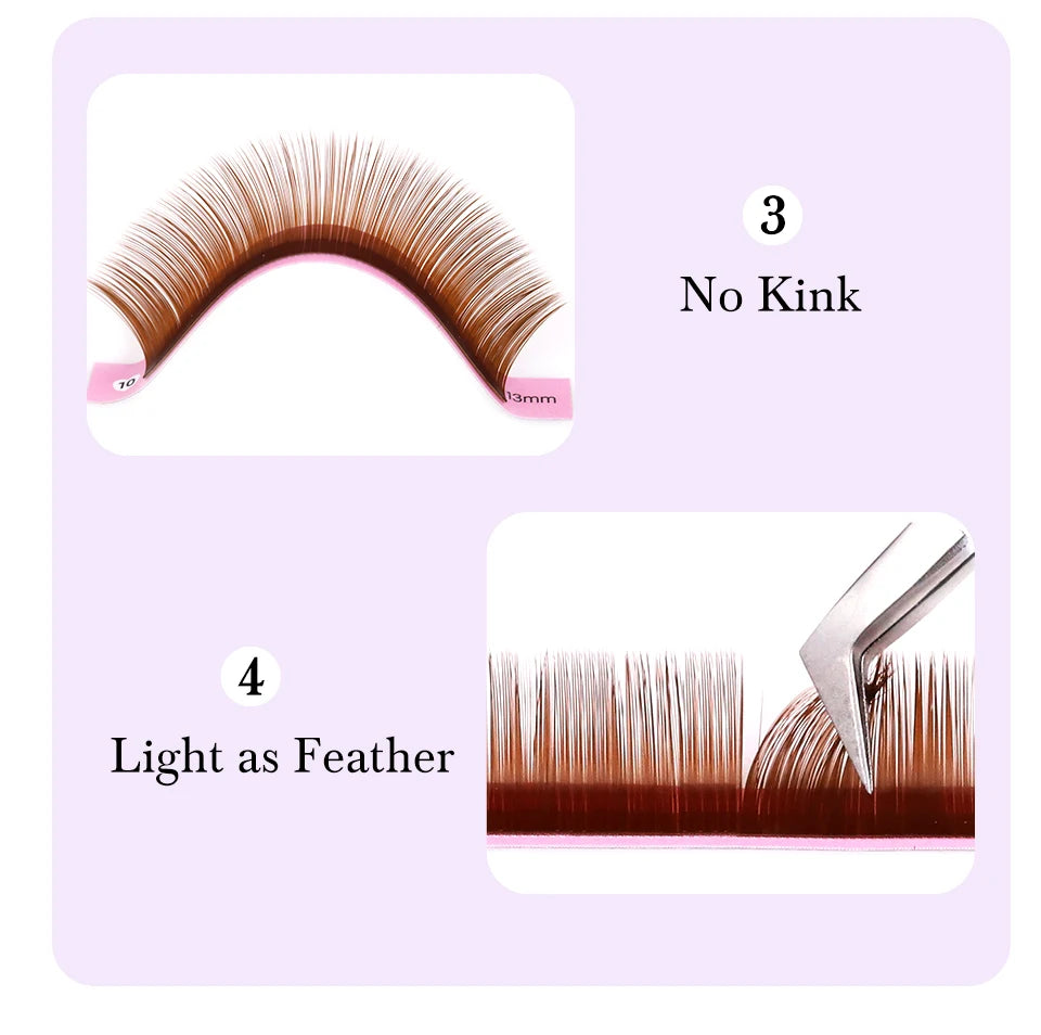 Brown Individual Eyelashes Extension 8-15 Mixed Lash Colorful Premium Dark Brown Lashes Soft Natural Mink False Eyelashes Makeup