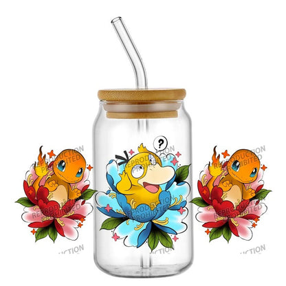 26 New cute Styles Cartoon Pokemon Friends 16oz UV DTF 3D Phone Sticker Decals Wraps Glass Can Cups Creative Craft DIY Gifts