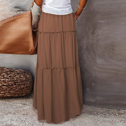 Women’s Boho Maxi Skirt: High-Waisted A-Line Tiered Long Skirt