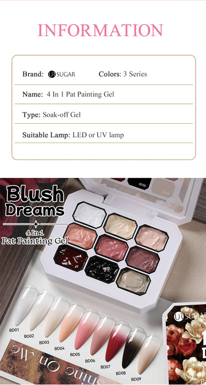 UR SUGAR 9 Colors Gradient Painting Gel Nail Art Gradient Color DIY Design Gel 4 In 1 Used For Gradient Nail Stamping Pattern