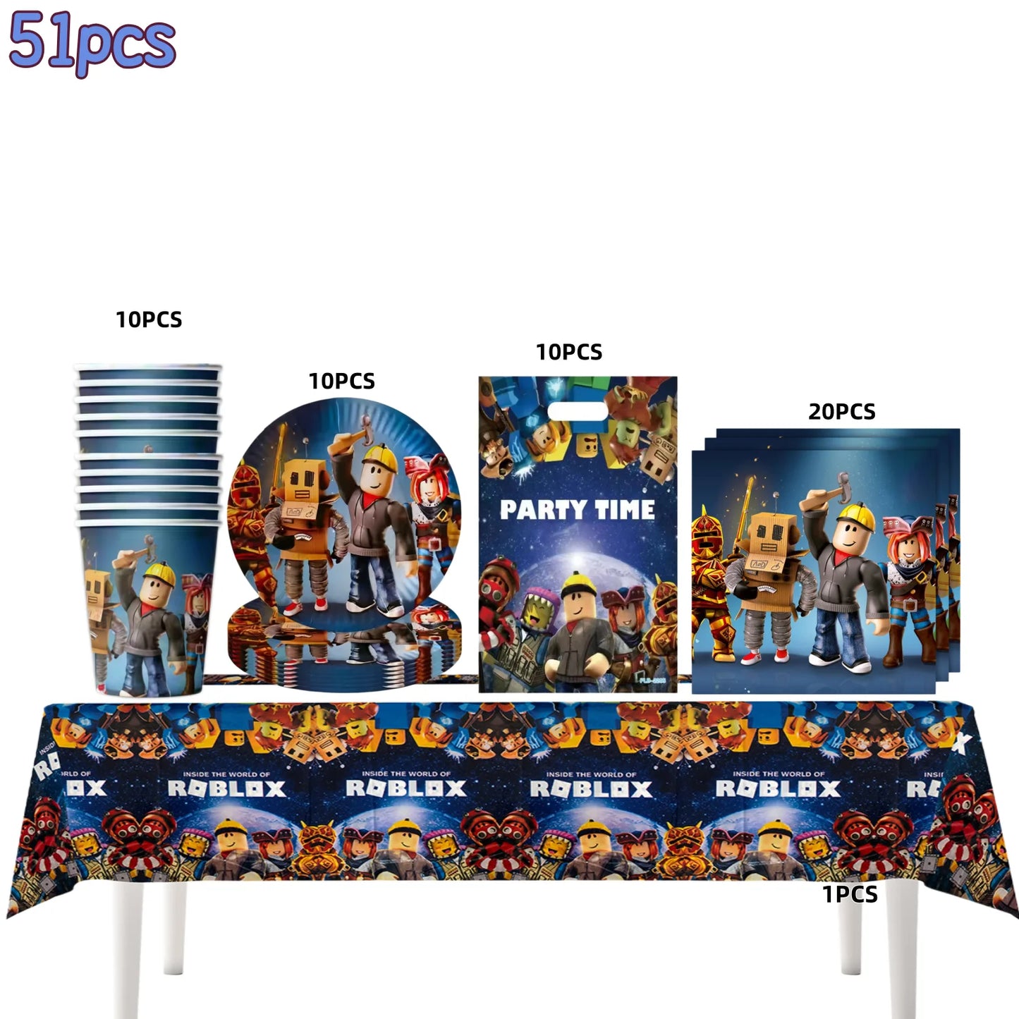 Roblox Boy Kids Set Birthday Party Decorations Tableware Tablecloth Cup Plate Napkin Bags Baby Shower Roblox Party Favor Kits