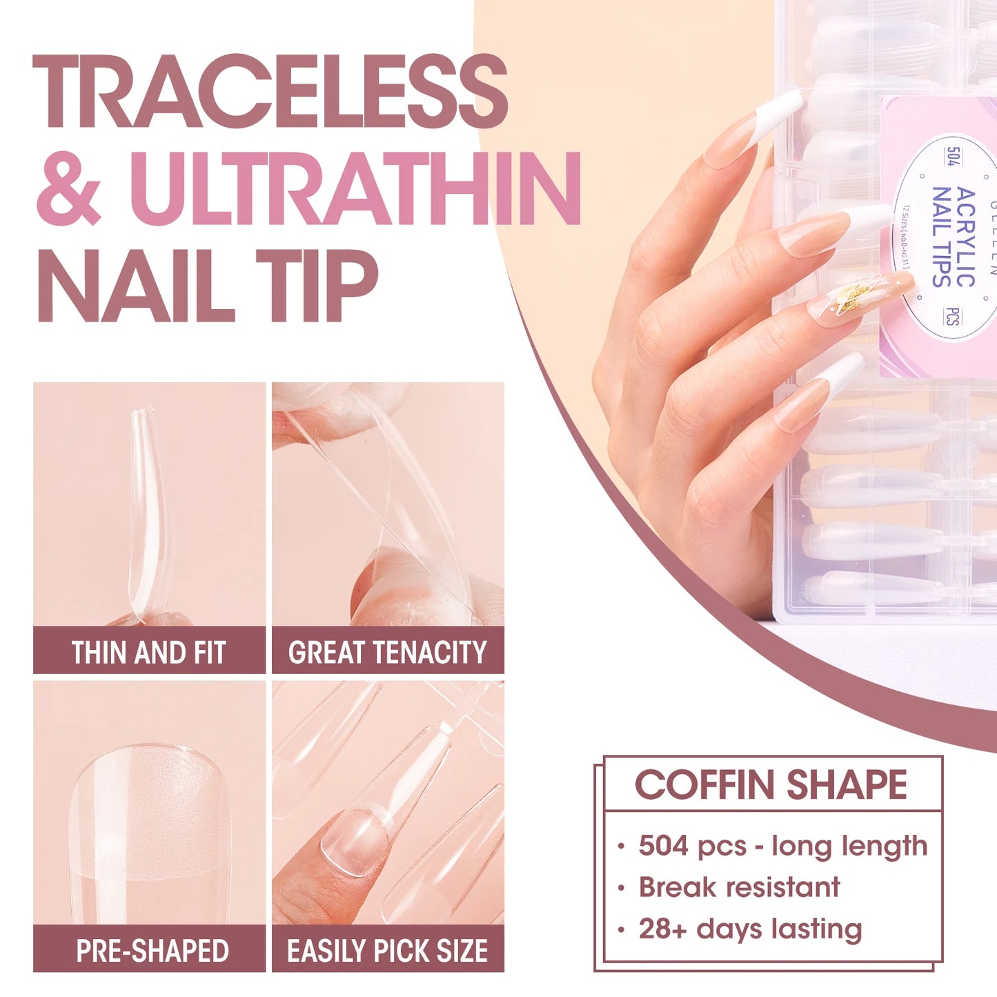 8 Colors Gel Nail Polish Kit with 36W UV Light Nail Dryer 504Pcs Coffin Fake Fails Tips and Glue Prep Top Base Coat Manicure Kit