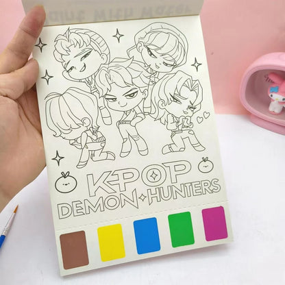 2026 New K-Pop Girls Watercolor Coloring Book Cute Cartoon High-Value DIY Painting Book Set Toy for Kids Girls