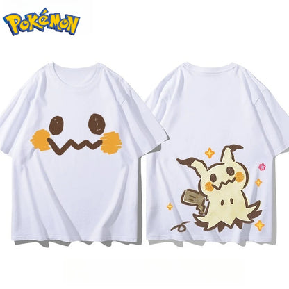 Men's New Pokémon Mimikyu Front and Rear Printed T-shirt Men's and Women's Summer New  Loose Casual Versatile Short-sleeved Top