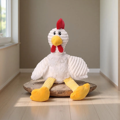 Pet Bite-Resistant Plush Interactive Toy with Sound, Cartoon Rooster Design, Suitable for Large, Medium, and Small Pets Such as Cats and Dogs, Double-Layer Fabric, Built-In Airbag