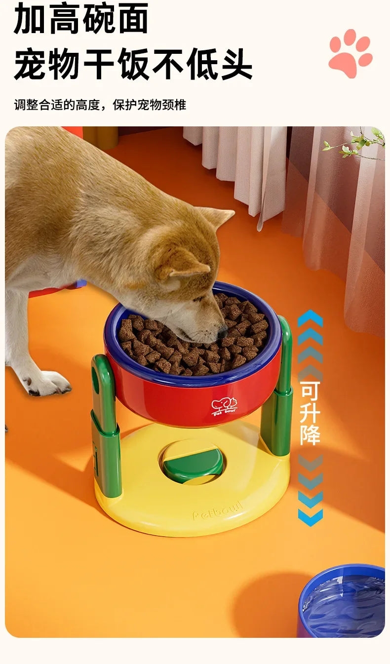 Adjustable dog bowl cat bowl with suction cup anti knock pet bowl universal protection cervical spine dog food bowl water bowl