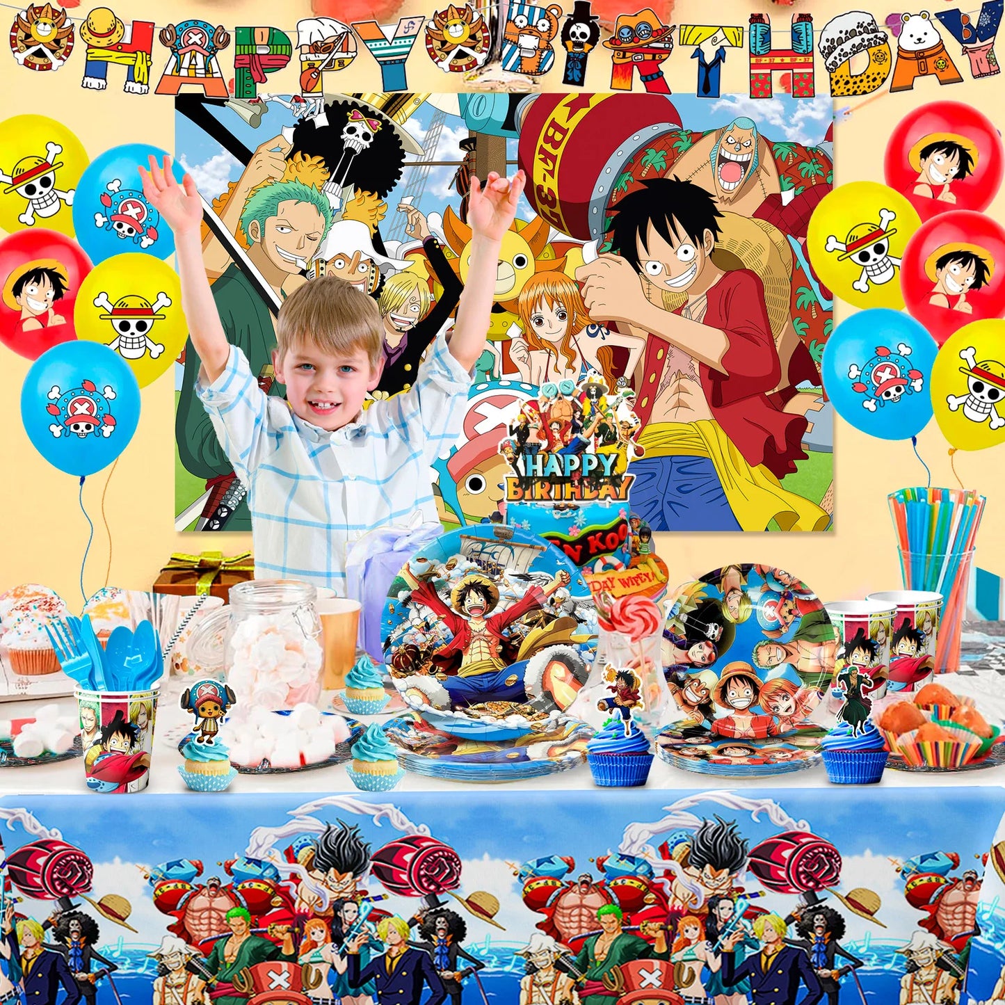 One Piece Birthday Party Supplies Set – 112pcs 🎉🏴‍☠️