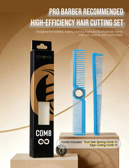 2Pcs NEW Professional Barber Dual Spining Comb Wide and Fine Tooth Cutting Comb Taper Comb for Salon Hairdressing Accessories