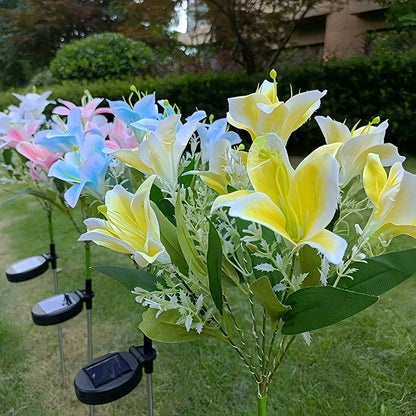 Auto Solar Lily Garden Lights (7 Heads) - Waterproof LED Outdoor Flower Decor for Yard, Pathway, Camping, Wedding | Ground Spike