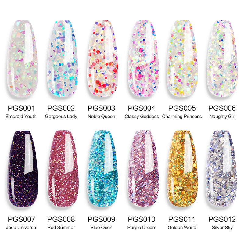 LIMEGIRL 15ml Nail Extension Gel Set with UV LED Light Nail Thickening Sequin Glitter Gel Set Vernis Semi-Permanent Manicure Kit
