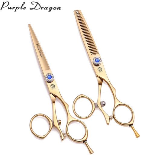 Professional Hairdressing Scissors 5.5" 6" Purple Dragon JP 440C Swivel Thumb Hair Cutting Scissors Barber Thinning Shears Z9019