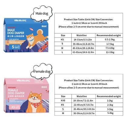 Disposable Dog Diapers 10-Pack 🐶