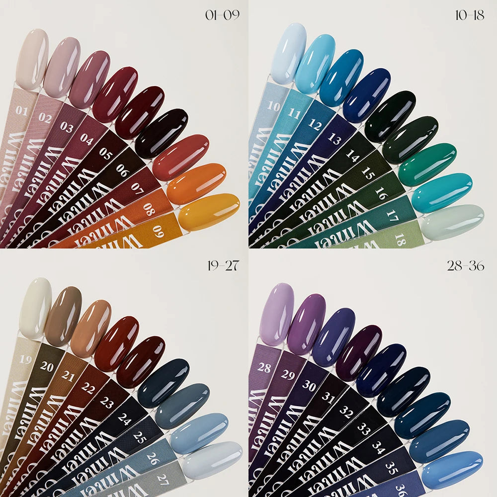 Vendeeni 36 Colors/Set High Pigment Winter Cyan Blue Gel Nail Polish TPO HEMA FREE Brown Purple UV LED Gel Varnish With Display