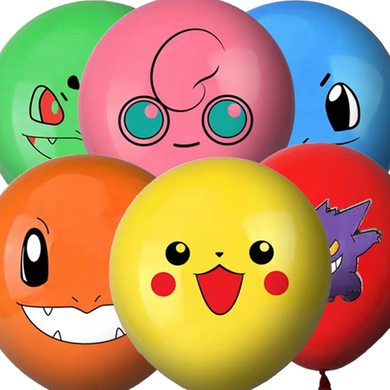 24pcs Pokemon Balloons for Birthday 12inch Cartoon Latex Balloon Birthday Party Round Multi Pikachu Toys Decoration Baby Shower