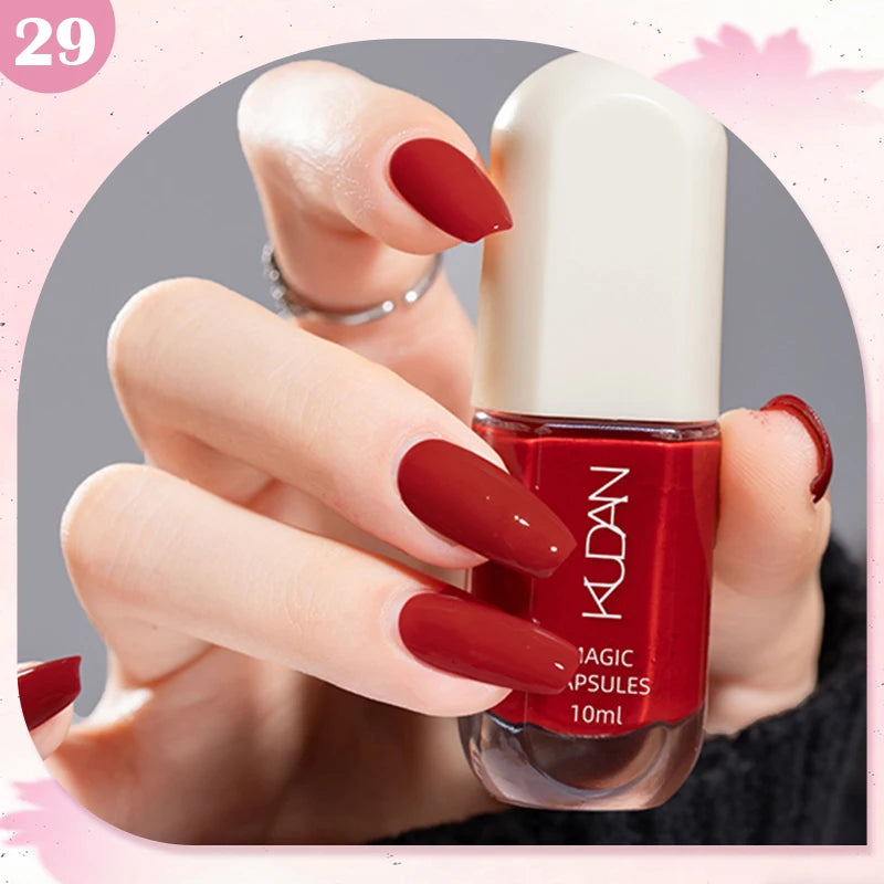 KUDAN Dark Burgundy Nail Polish, Alcohol-Free - Long-Lasting Formula Quick Drying Without Lighting, Glossy And Shiny Surface