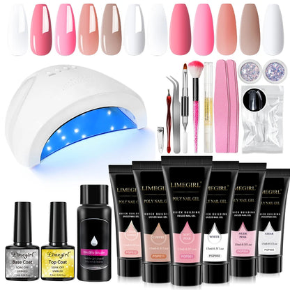 LIMEGIRL Acrylic Manicure Kit UV LED Light Semi-Permanent Gel Varnish Kit Gel Extension Nail Kit Dryer Soak Manicure Tool Kit