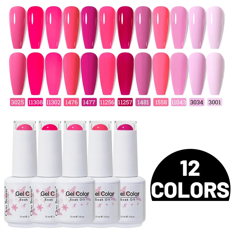 Clou Beaute 10/12/20/24pcs Gel Nail Polish Set Color 15ml White Glass Bottle Nail Art Kit Semi Permanent Gellack Nail Varnish