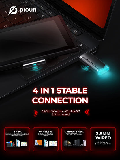 Picun G2 Gaming Headset (2.4G + Bluetooth, 7.1)