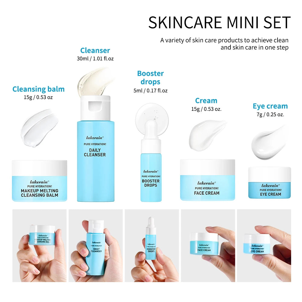 lakerain Pure Hydration! Travel Skin Care Set: 5-Piece Mini Essentials Kit
