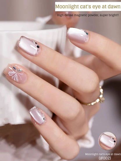 MIANEL 12ML Glass Bead Cat Eye Gel Nail Polish Flash White Spar Nude Color Magnetic Nail Polish White Nails Summer Nails 1-12pcs