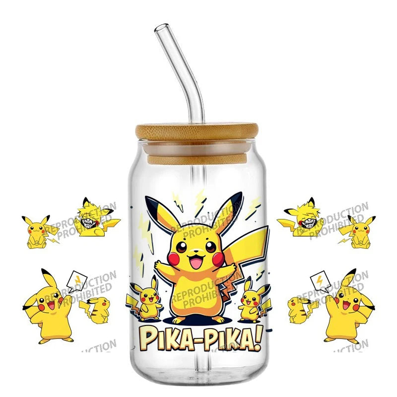 26 New cute Styles Cartoon Pokemon Friends 16oz UV DTF 3D Phone Sticker Decals Wraps Glass Can Cups Creative Craft DIY Gifts