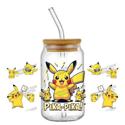 26 New cute Styles Cartoon Pokemon Friends 16oz UV DTF 3D Phone Sticker Decals Wraps Glass Can Cups Creative Craft DIY Gifts
