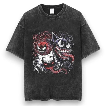 Pokemon Anime Retro Washed T-shirt Cotton Men's and Women's Summer New Item Plus Size T-shirt Y2K Loose Casual Short Sleeved Top