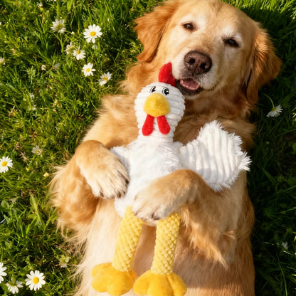 Pet Bite-Resistant Plush Interactive Toy with Sound, Cartoon Rooster Design, Suitable for Large, Medium, and Small Pets Such as Cats and Dogs, Double-Layer Fabric, Built-In Airbag