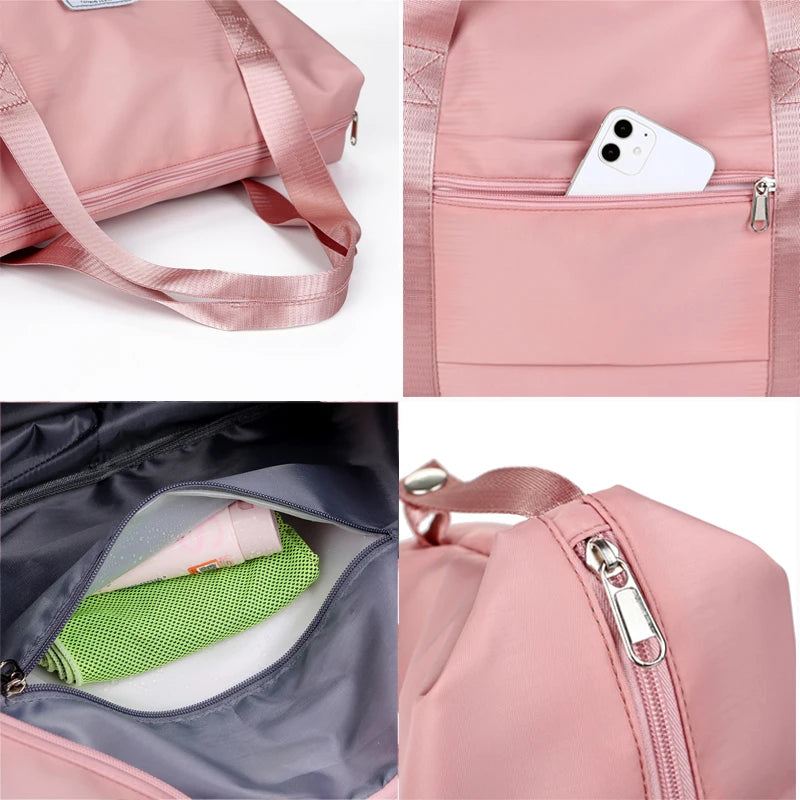 Extendable Women's Large Capacity Storage Luggage Handbag Leisure Travel Duffle Bag Waterproof Nylon Sports and Fitness Handbag