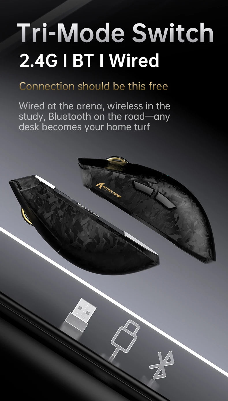 Attack Shark X11 Ultra 59g Superlight Wireless 8K Gaming Mouse Carbon Fiber Nano-Metal Ice Coating PAW3950MAX