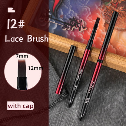 New 1/13pcs Nail Art Brush Set Black Red Metal Handle Acrylic UV Gel Polish Crystal Acrylic Nail Drawing Tools High Quality